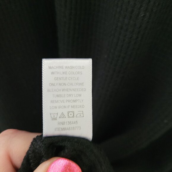 The Original Muk Luks Long Sleeve Waffle Knit Top Womens Size M Black Soft Cozy - Picture 5 of 5